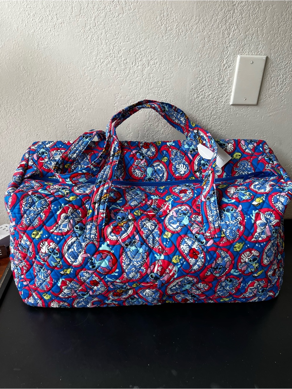 Vera Bradley Disney Lilo & Stitch Large Travel Duffel Bag Monstera Paisley Blue